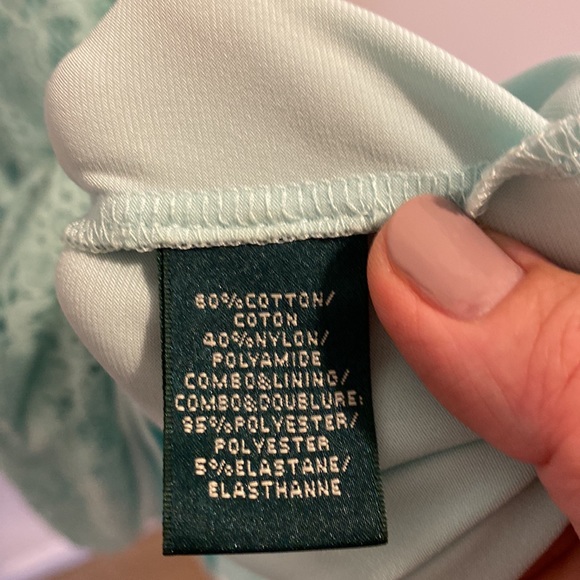 Lauren Ralph Lauren blue-green lace overlay sheath dress size 10 GUC - Picture 5 of 5